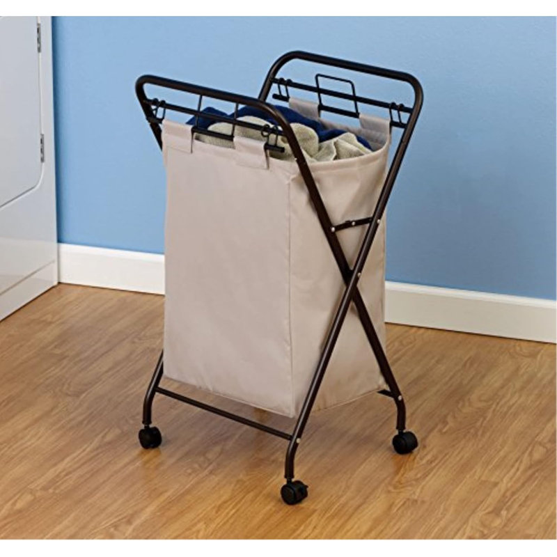 Rolling Laundry Basket With Heavy-Duty Canvas Bag