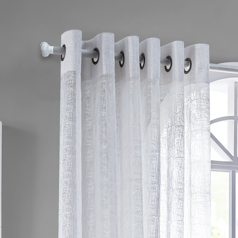 Panneau de rideau simple semi-diaphane avec œillets Pottstown, Blanc, l 80 po x L 84 po