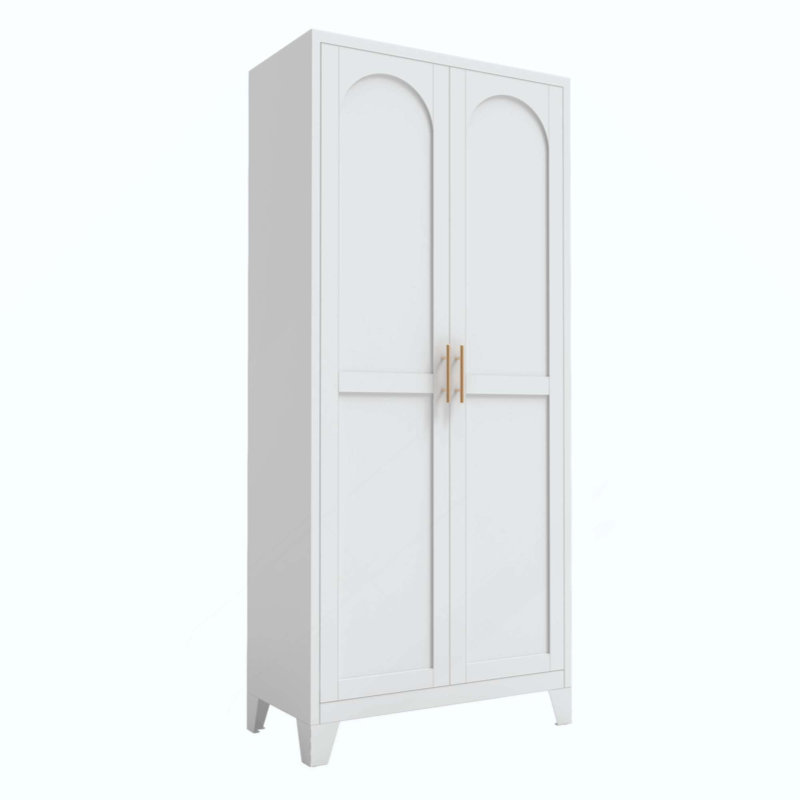 Armoire de rangement en métal avec portes galbées et tablettes réglables, armoire en acier multifonctionnelle pour chambre à coucher, salon, cuisine, bureau