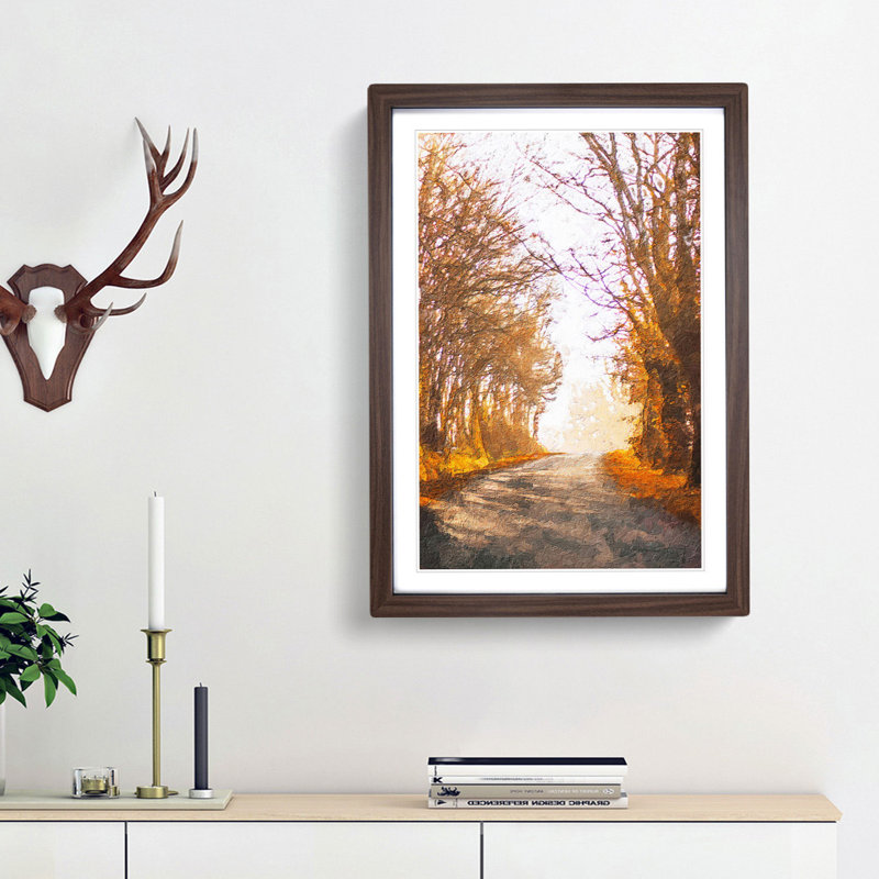 A Road Through the Woods in Abstract - Framed Print, 45cm H x 33cm W x 2cm D, Walnut Framed