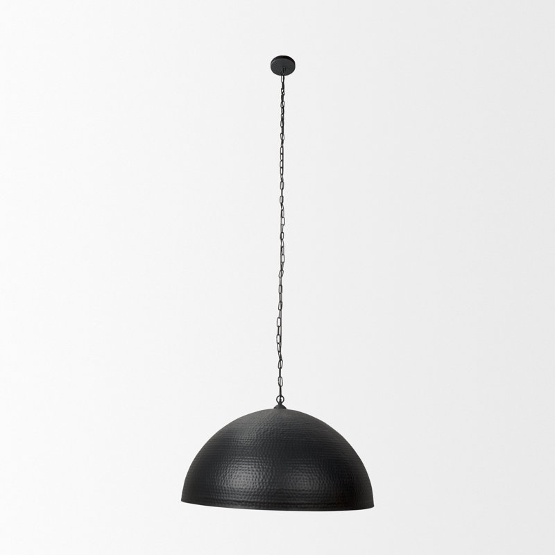 Cartie Hammered Metal Dome Pendant Light, Black, Matte Black, 23" H x 36" W x 36" D