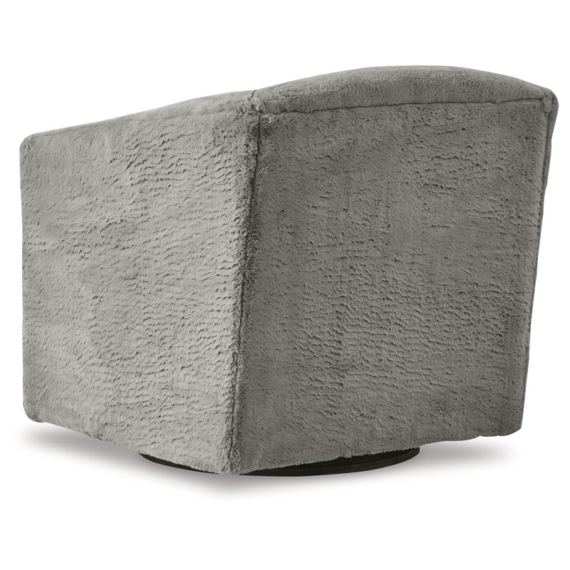 Transitional Gray 29'' Microfiber Swivel Barrel Chair