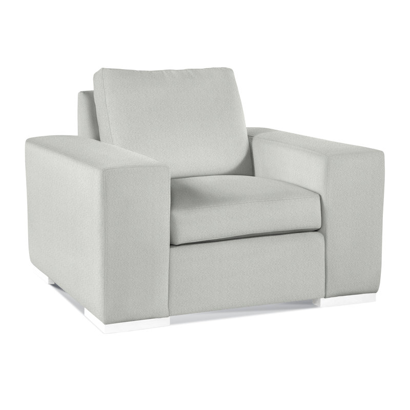 Fauteuil de 48 po de largeur Memphis, Blanc givré, Rayures bleues / beiges 0209-61