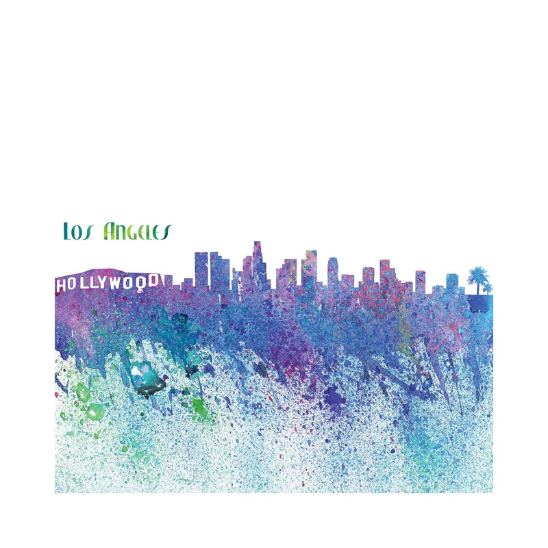 Los Angeles California Skyline Silhouette Impressionistic Splash by Markus & Martina Bleichner - Wrapped Canvas Print