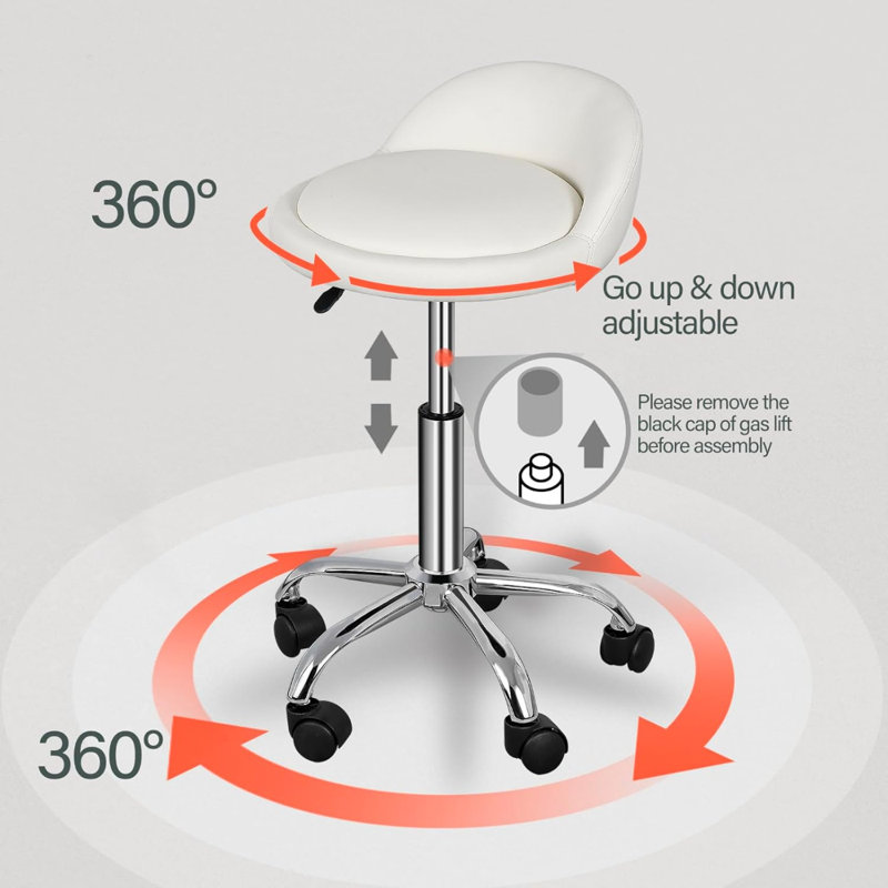 Tabouret de bureau pivotant réglable avec dossier en polyuréthane