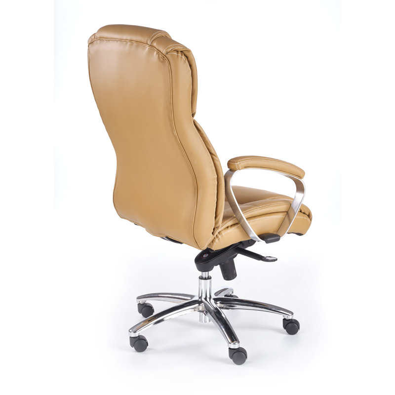 Genuine Leather Executive Chair with Headrest, Beige