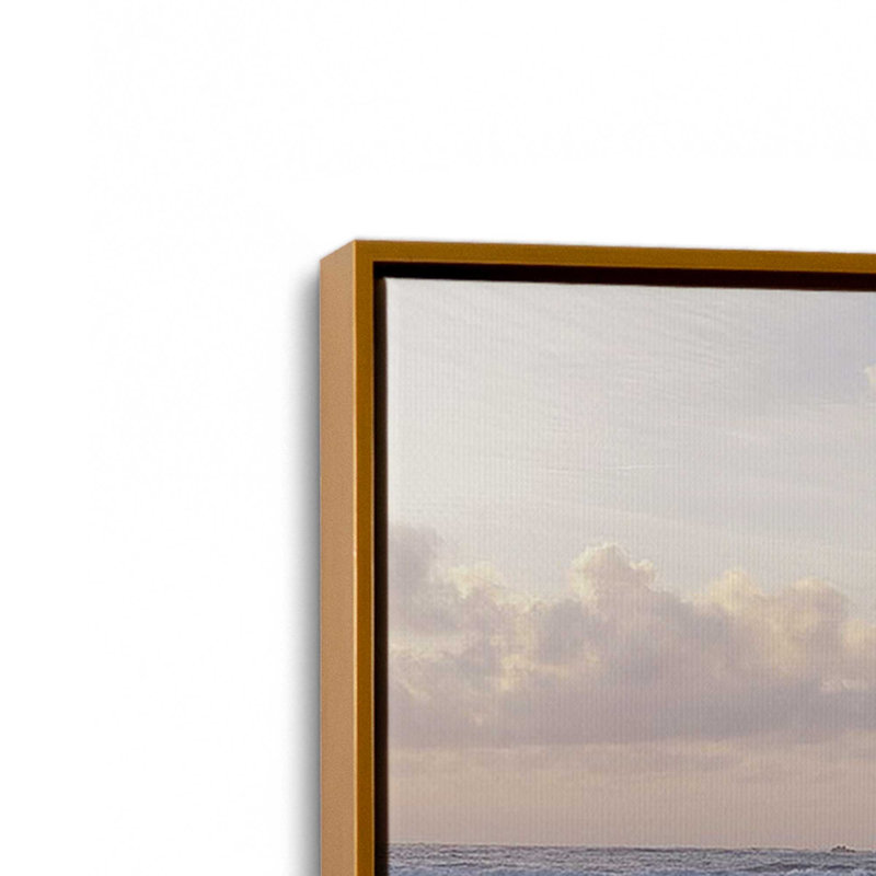 " Normandy's Dusk Dream " by Caroyl La Barge, Polished Gold Floater Framed, 22" H x 32" W x 1.75" D