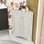 Armoire de rangement de coin de salle de bain autoportante en bois avec porte et tablettes réglables-1297978392