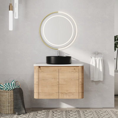 Meuble-lavabo mural simple avec lavabo en céramique