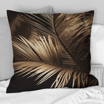 Sepia Serenity Palm Leaves I - Palms & Palm Trees Printed Throw Pillow