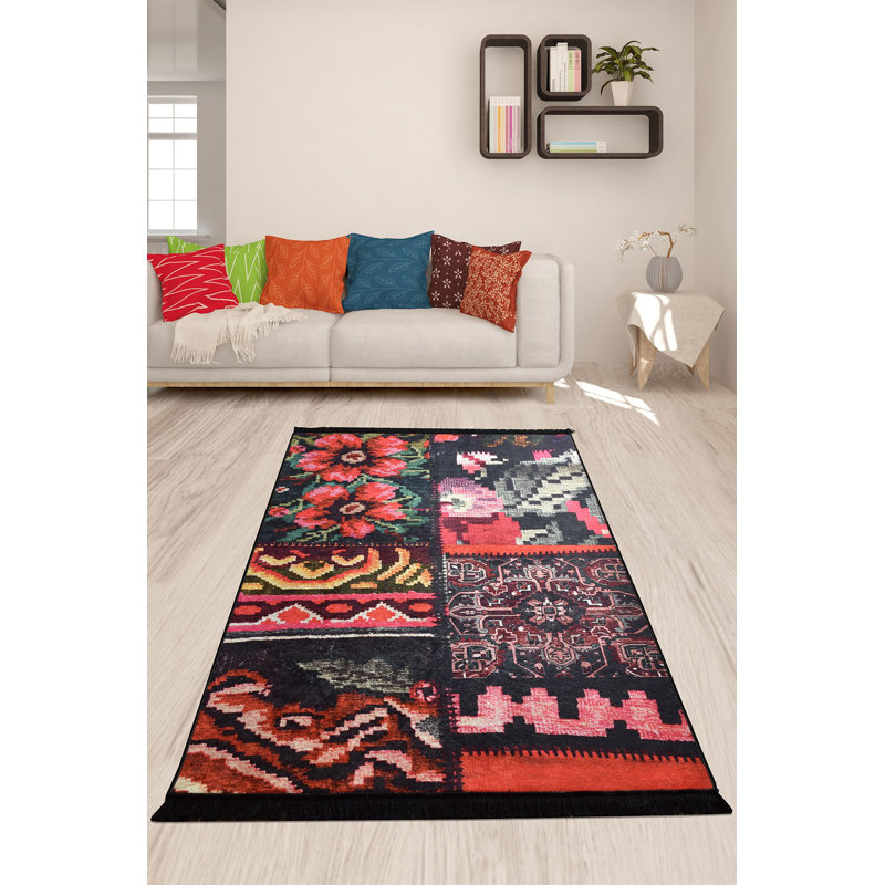 Premium Area Rug (5.2 x 7.5 ft), 100% Polyester, 0.2 in Pile Height | Antibacterial, Non-Slip Underside, Machine Washable | Elegant Design for Living Room & Bedroom Decor, Soft and Durable