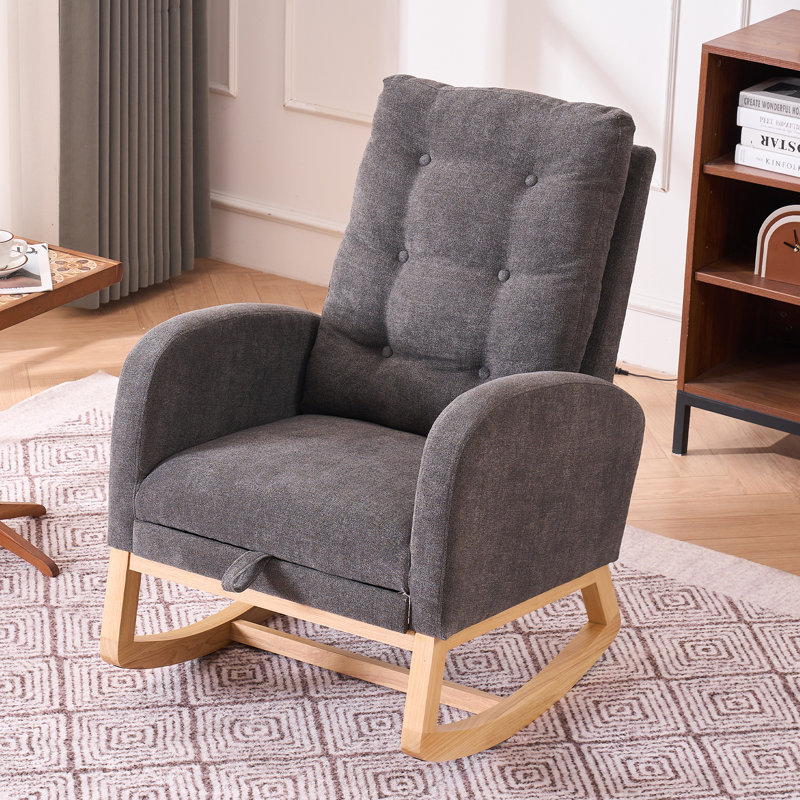 Chaise berçante avec repose-pieds à haut dossier, Duplicata gris