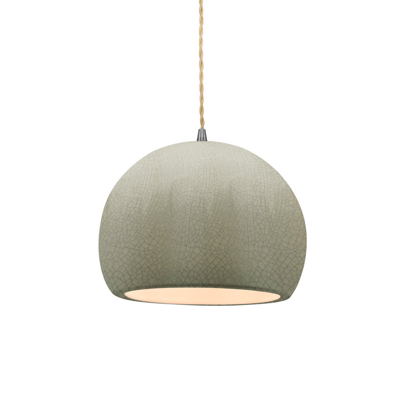 Luminaire suspendu à 1 lumière Aschwin, H 6 po x l 7 po x P 7 po, Craquelure vert céladon, Nickel brossé