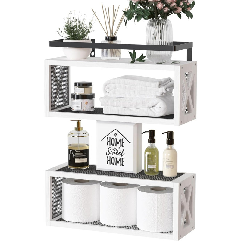 Solid Wood Floating Shelf, White