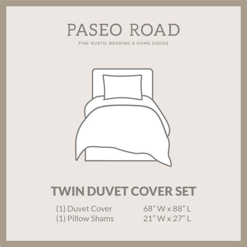 Twin Blue Cotton Western Floral Duvet Cover Set