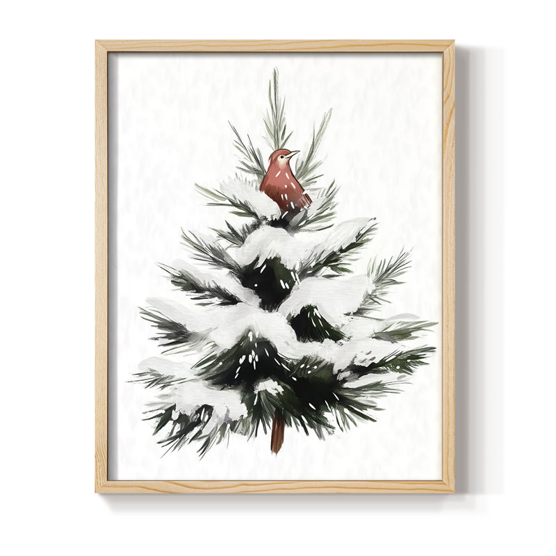 «Christmas Holiday Art CCLxx III», reproduction encadrée - bois massif, Naturel, H 30 po x l 24 po