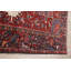 Tapis unique en laine noué à la main rouge / bleu marine / crème des années 1950 de 4 pi 7 po x 6 pi 1 po Gharajeh