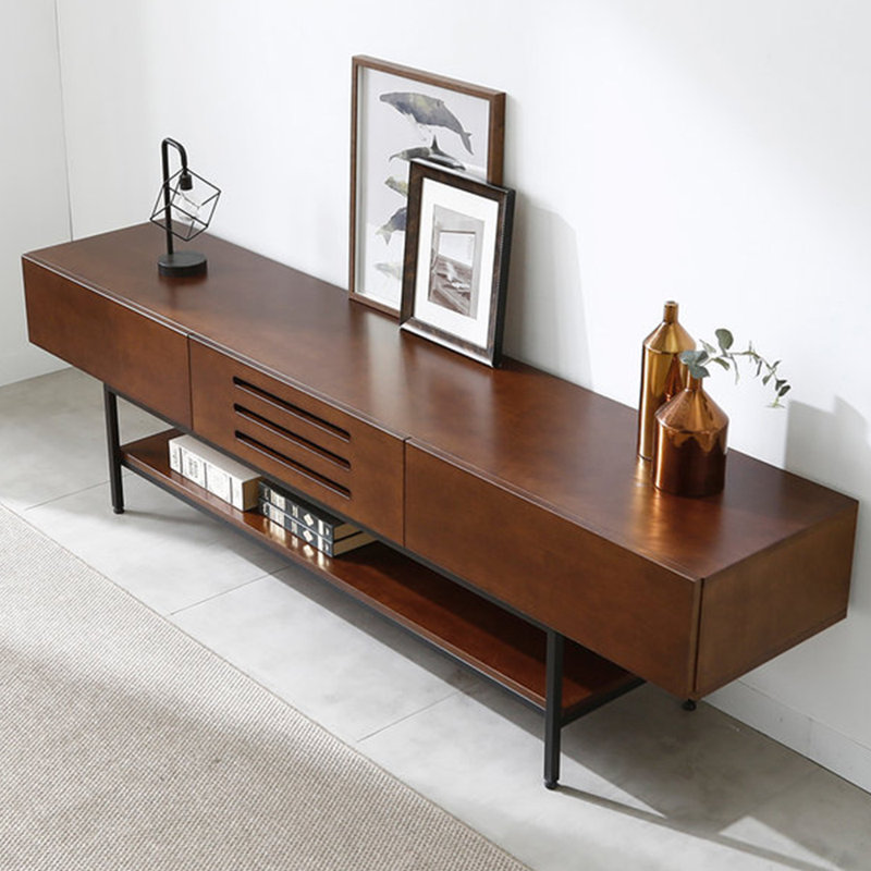 Light luxury simple solid wood TV cabinet, Black Walnut, 62.99"