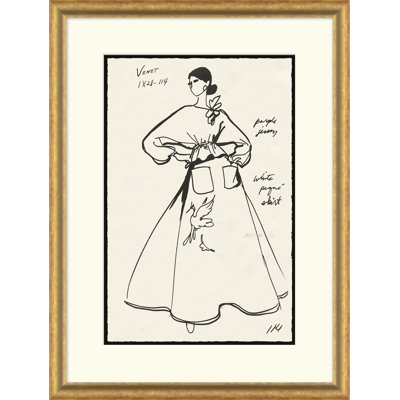 Vintage Fashion Sketches Framed Drawing Print