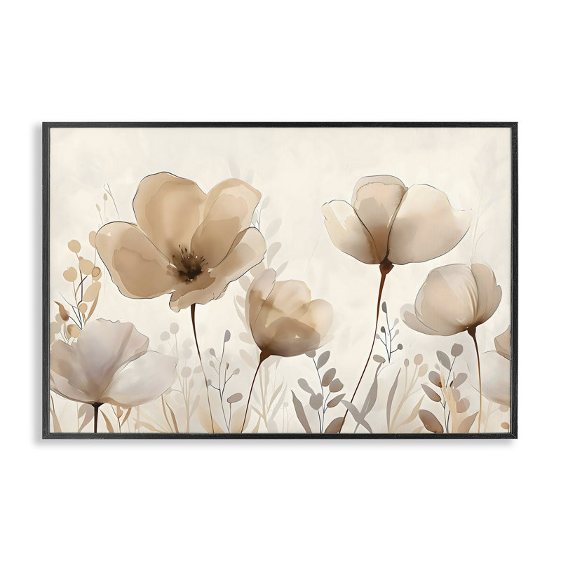 Giclée encadrée, fleurs neutres et fleurs sauvages, design by Creative Studio, H 16 po x l 24 po, Noir