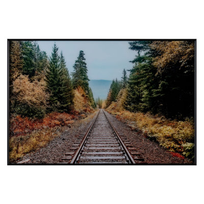 Autumn Tracks Rustic Landscape Framed Print on Glass
