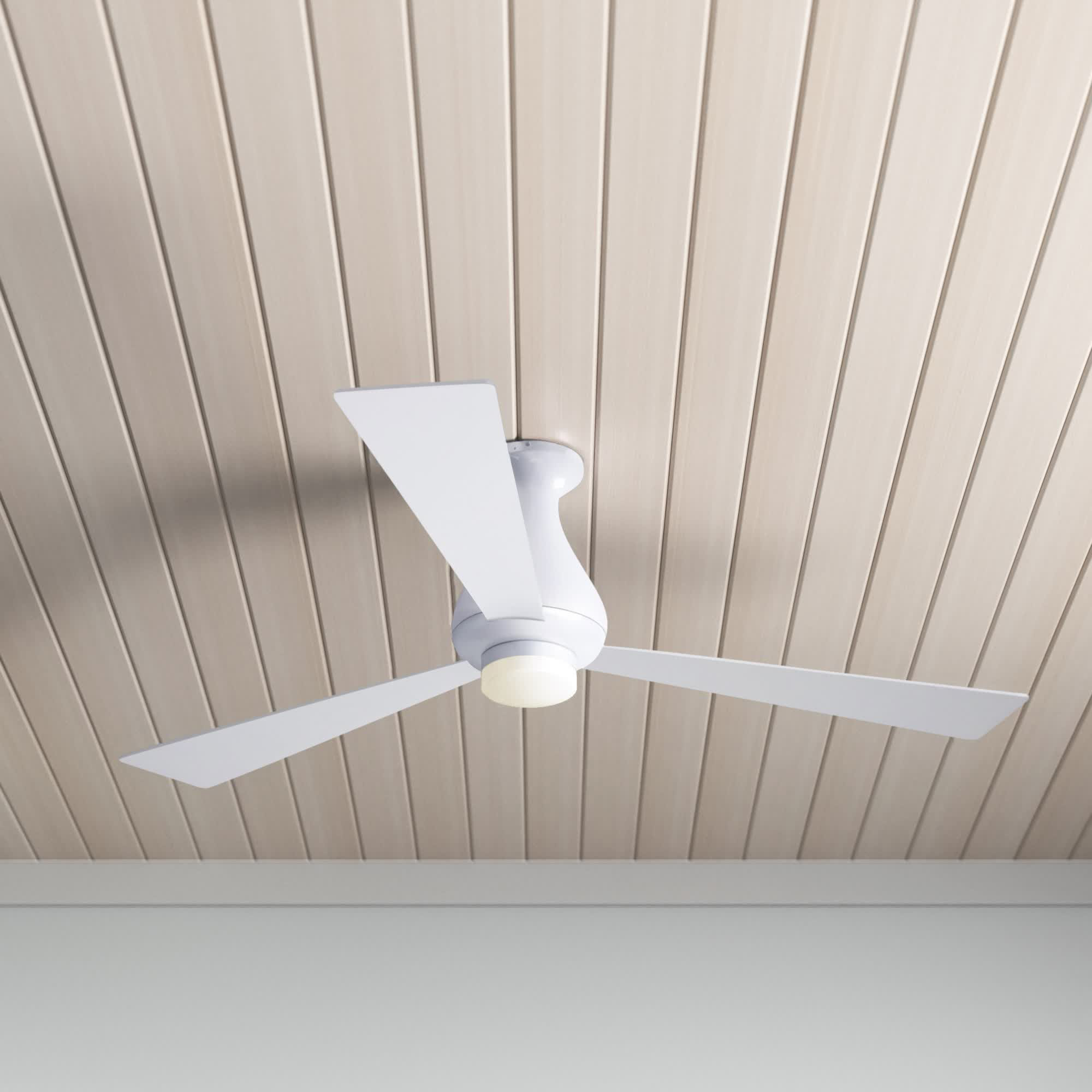 52'' 3 Blade Ceiling Fan with LED Light Kit, Fan Speed and Light Control (2-wire), White, Gloss White
