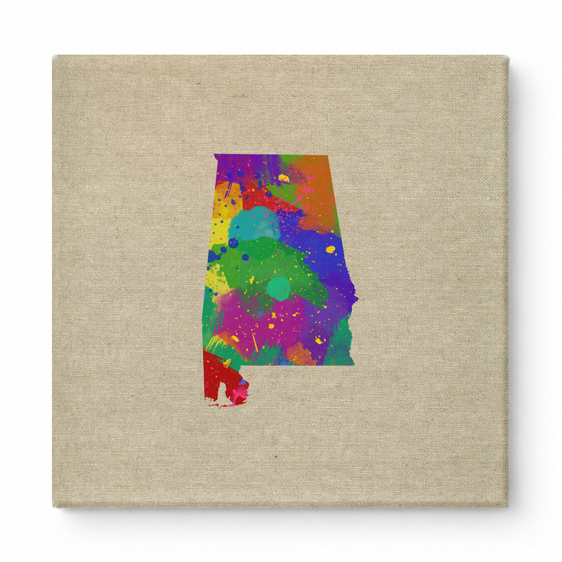 Alabama, aquarelle colorée, 12" W x 12" H