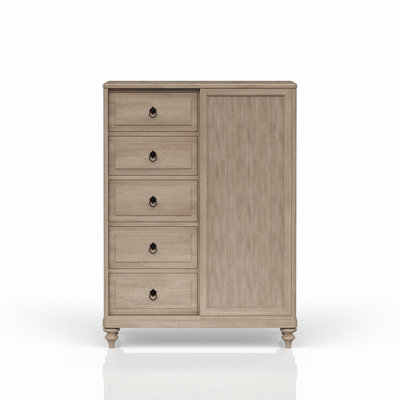 Commode à 5 tiroirs avec une porte, coffre de rangement pour espace de vie