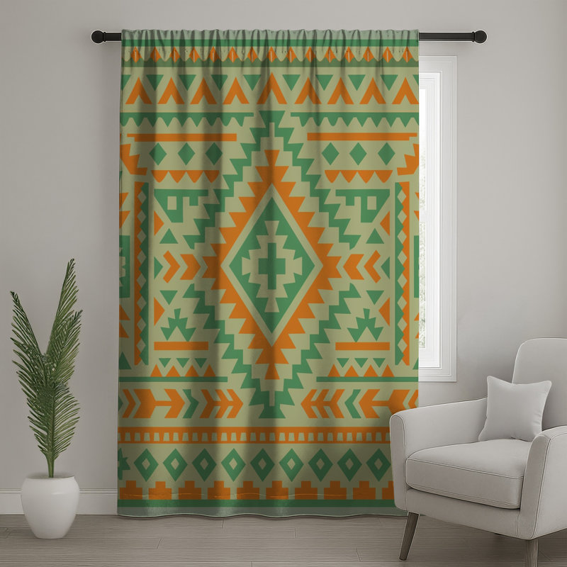 Rideaux à motif géométrique Southwestern, voilages et voilages à motif Southwestern - 1 panneau, Blockout