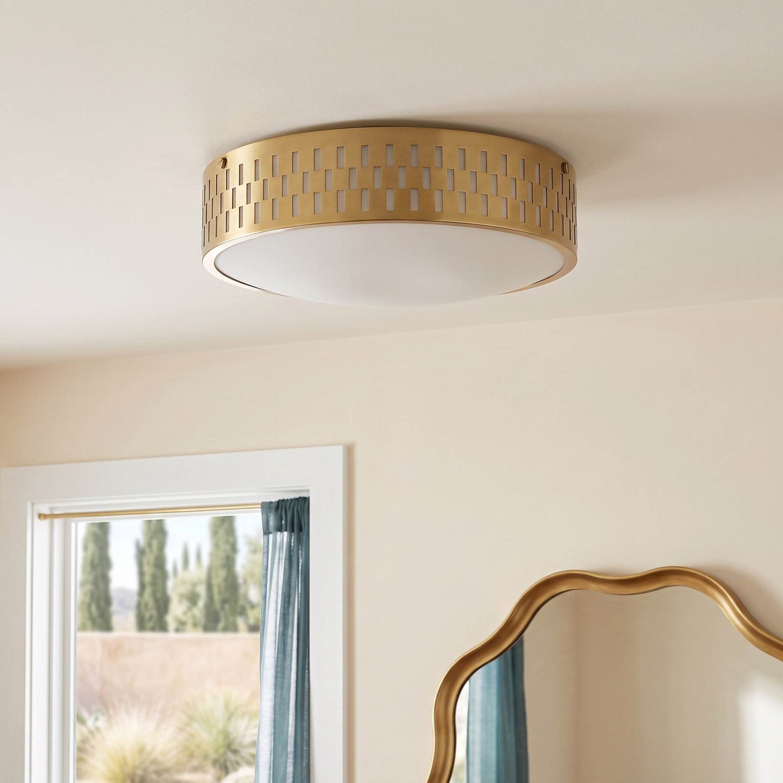 Maude 3-Light Flush Mount, Aged Brass
