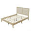 Lit plateforme en bois massif avec tête de lit en rotin, durable et élégant pour les chambres modernes-1943041206
