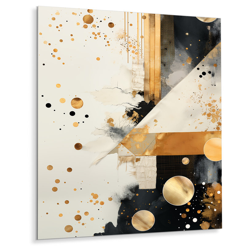 «Gray and Gold Sunset Collage I», art mural abstrait en métal, H 20 po x l 12 po x P 1 po