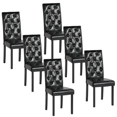 Dining Chair Set Of 6,High Back Kitchen Chair,Button Upholstered Dining Chair,Solid Faux Leather Living Room Chair