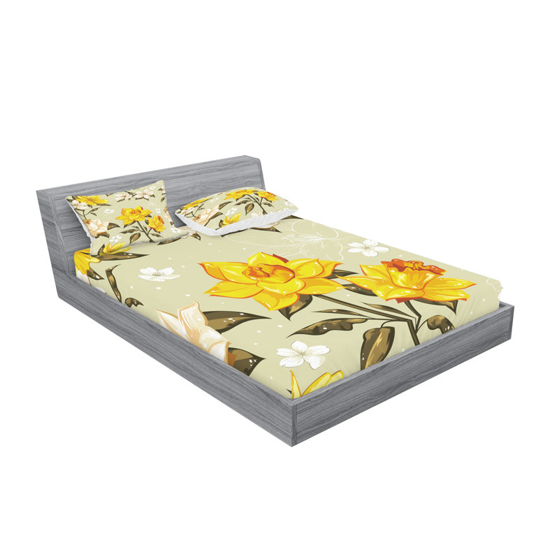 Drap-housse et coussin décoratif Ambesonne Spring, Ensemble de draps pour très grand lit californien
