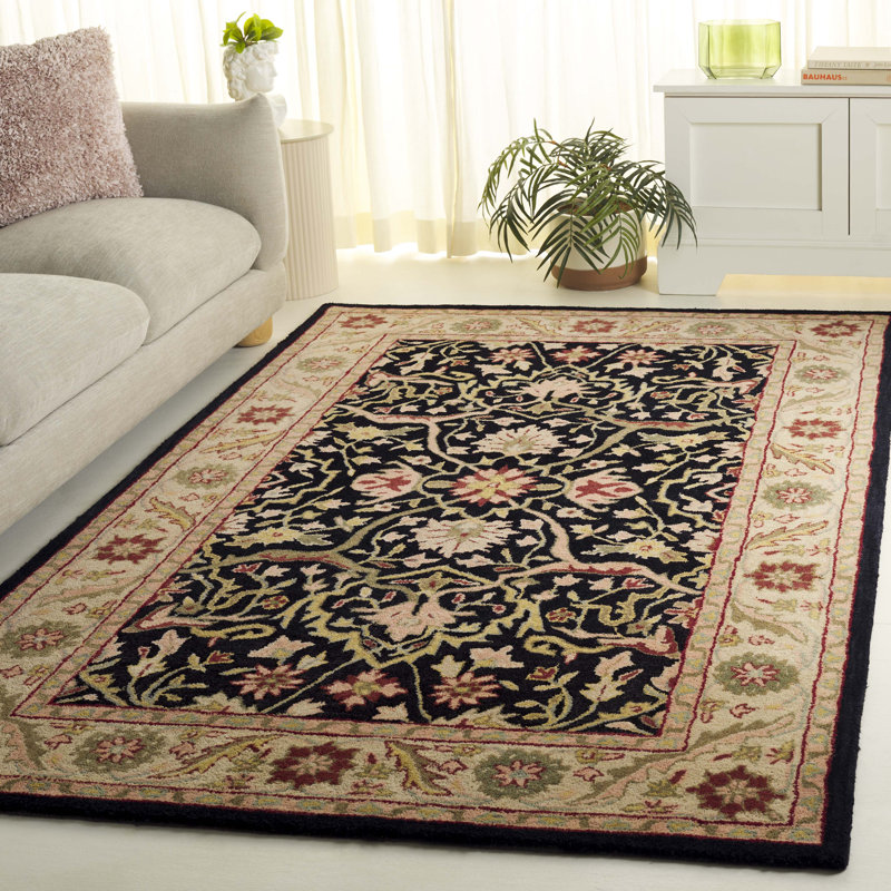 Handmade Black Wool 3' x 5' Tufted Area Rug