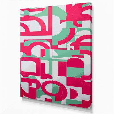 Abstract Shapes 50 Red Canvas Wall Art