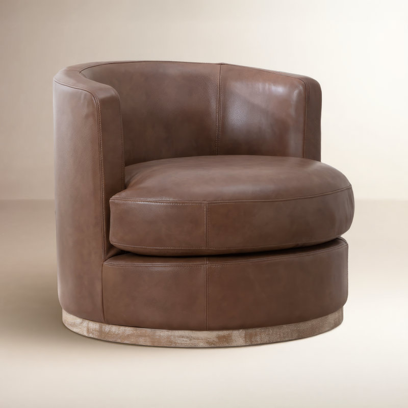 Fauteuil demi-tonneau Arabella , Cuir véritable cacao