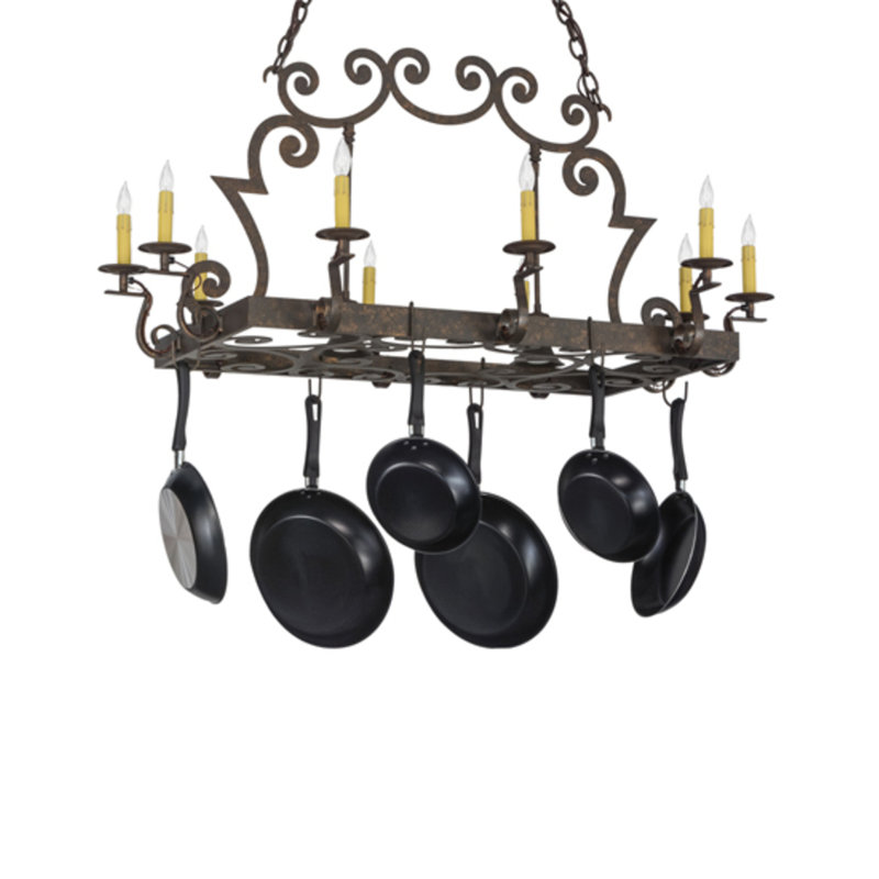 Tourelle Steel Handcrafted Rectangle Chandelier Pot Rack