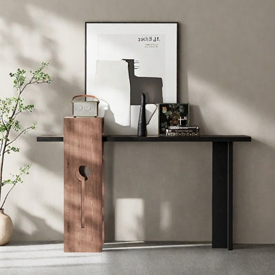 Console Mid-Century moderne en bois massif