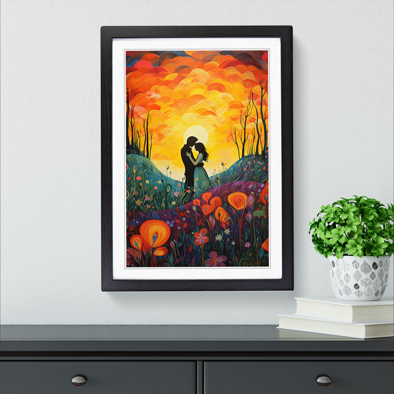 Lovers Colour Field Art - Framed Print, 34cm H x 25cm W x 2cm D, Black Framed