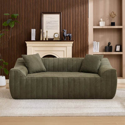 Causeuse moderne surdimensionnée en similicuir 2 places, petit siège profond avec 2 coussins décoratifs pour le salon