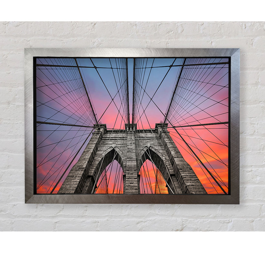 Feuerhimmel über der Brooklyn Bridge - Druck