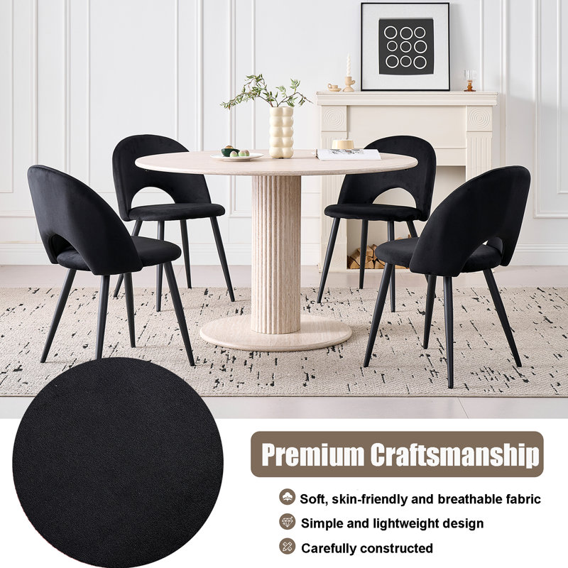 48 cm H Upholstered Dining Chair, Black, 2