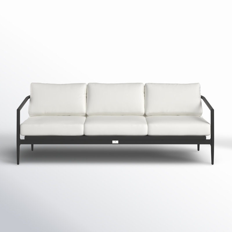 Outdoor 3 - Seat Patio Sofa, Canvas Natural Sunbrella® Canvas, Black