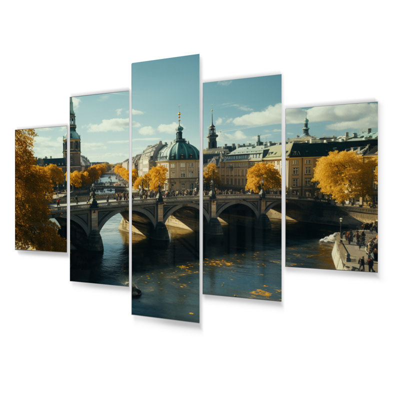 Ensemble de salon d'art mural en métal Copenhagen City Canal II - Cityscapes