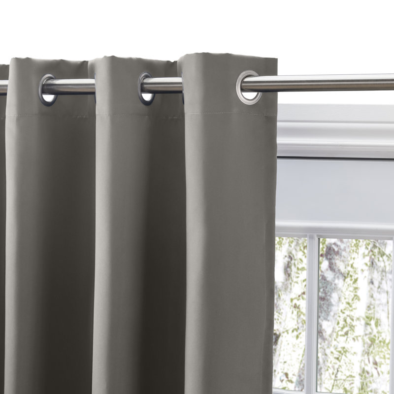 Ardelle Blackout Single Curtain Panel, 56" W x 54" L, Gray with Brushed Nickel Grommets.