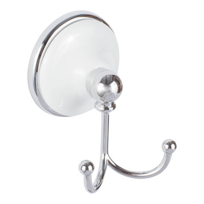 Crochet Brighton, chrome poli, porcelaine blanche