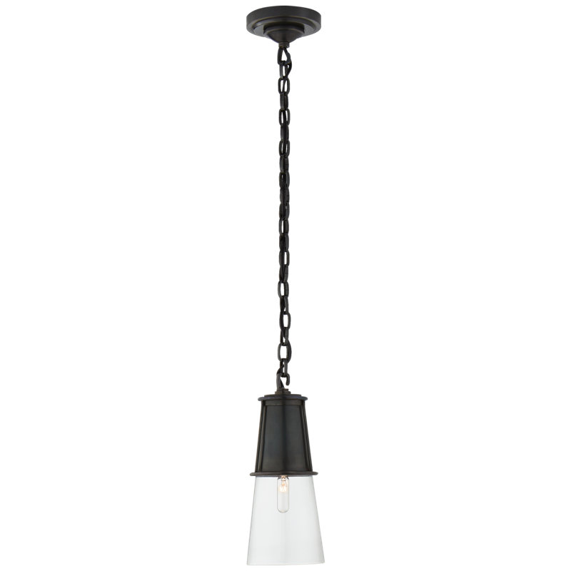 Thomas O'Brien Robinson Small Pendant, Bronze, Clear, 11.25" H x 4.75" W x 4.75" D