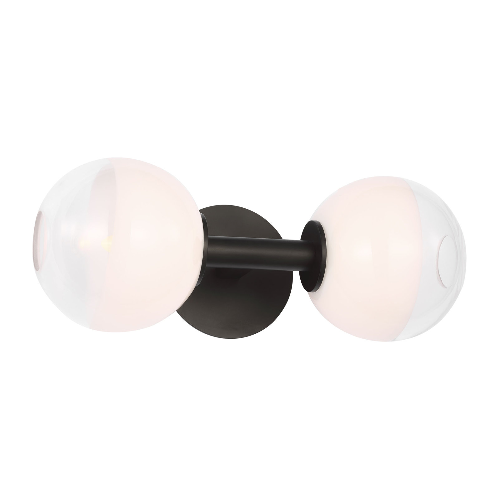 Sean Lavin Lillias 2 Light Bathroom Bedroom Wall Fixture With Milk Clear Glass Mix Shade, Aged Iron