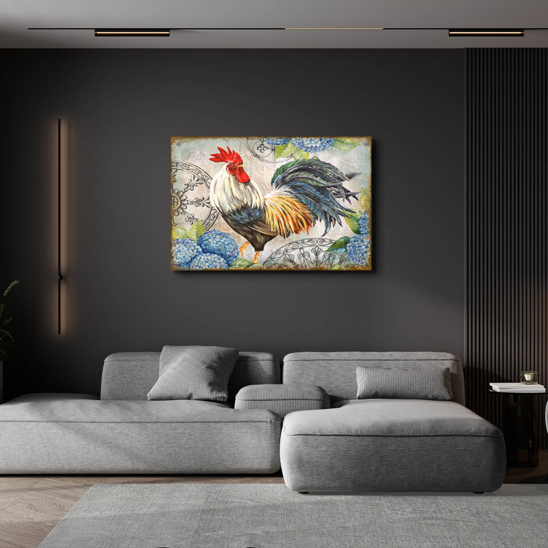  «Ironwork Rooster D» par Jean Plout, art mural en verre acrylique, H 24 po x l 36 po x P 0,2 po